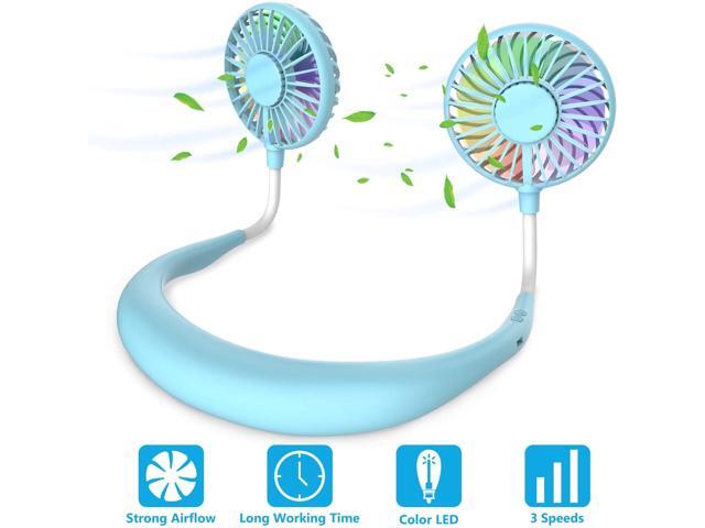 Vdealen Portable Fan Hand Free Personal Neck Fan - Rechargeable Portable Neck Fan Small Personal USB Fan Mini LED Fan is Perfect For Office Travel