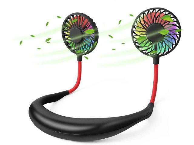 Tikduck Neck Portable Sports Fans Hand Free Mini USB Rechargeable Desk Fan Headphone Design Wearable Small Personal Table Travel Office Room