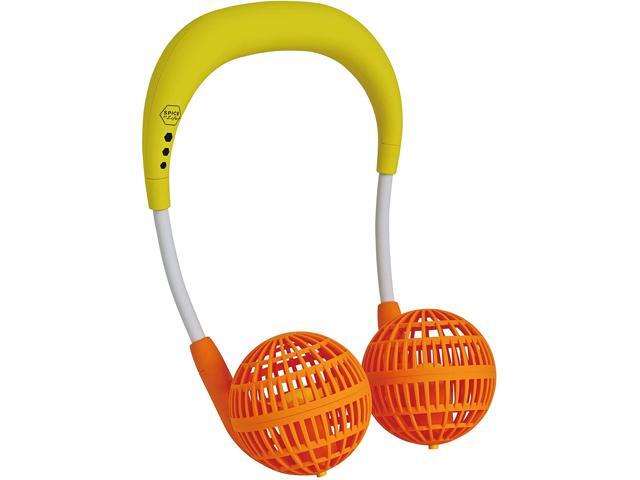 SPICE OF LIFE Hands-Free Wireless W Fan Kids Ages 6 to 12 - Yellow - Gentler Breeze Personal Hanging Neck Fan Wearable Portable Cooling Device
