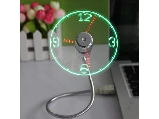 YYEWA USB Gadget Mini Flexible LED Light USB Fan Time Clock Desktop Clock Cool Gadget Time Display for Notebook Laptop