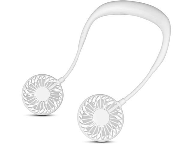 Portable Neck Fan Hanging Neck Sports Fan Headphone Fan USB Rechargeable Mini Fan 360 Degree Adjustment LED Light for Sport Office Home