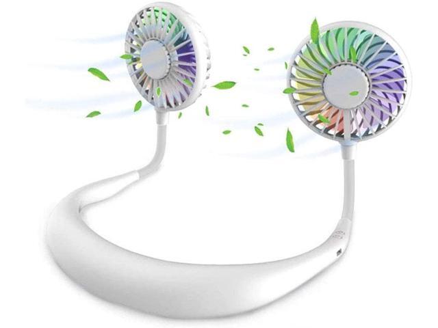 Hand Free Portable Neck Fan USB Rechargeable Headphone Design Personal Fan3-level adjustable speed360° Free Rotation7 LED Lights for Sports
