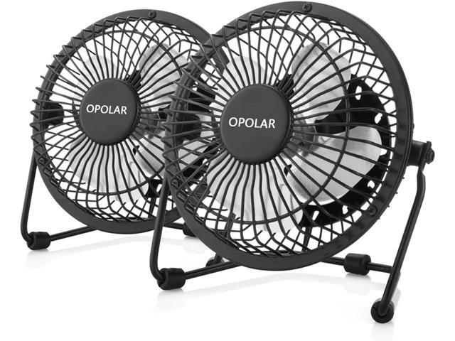 OPOLAR USB Desk Personal Fan Small and Quiet Metal Design for Home Office Personal Cooling Two Pack