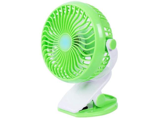 N/C MEESUN Battery Operated Mini Portable Desk Fan Rechargeable USB Powered with Table Clip (Green)