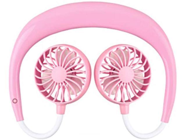 Peigen Hand Free Personal Fan - Portable USB Rechargeable Neckband Lazy Neck Hanging Style Dual Cooling Mini Fan- Headphone Design Wearable