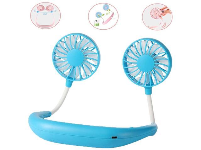 Wulidasheng Wearable Neckband Fan Mini Fan Cool Gadgets with USB Rechargeabl Portable for Traveling Sport Outdoor Housework Blue
