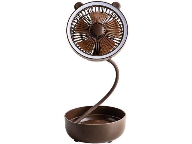 Minishion Mini USB Desk Fan for Outdoor Camping Travel Box 360° Up and Down 3 Speeds with USB Rechargeable Battery Coffee