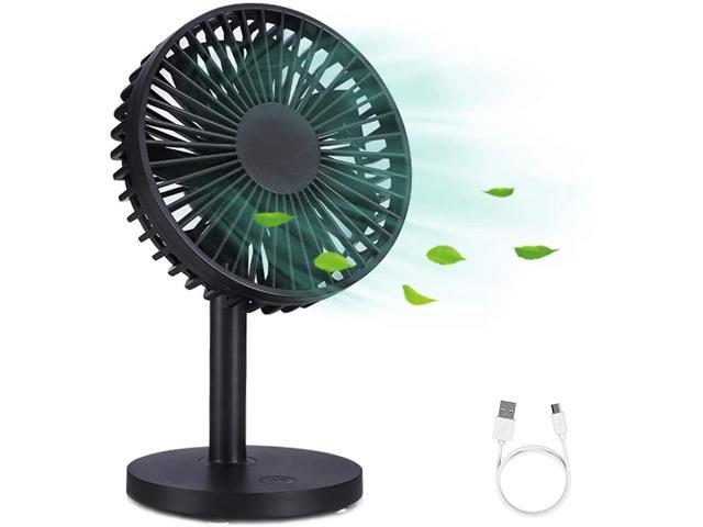 WD & CD USB Fan Mini Desk Fan Powerful Airflow with 7 Blades 3 Speeds Adjustable Head for Home Office (Black)