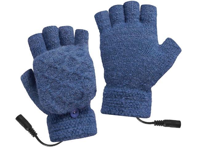 USB Heated Gloves Men Women Full/Half Finger Hands Warmer Winter Electric Heating Laptop Gloves Mitten 3 Temperature Settings - Light Blue