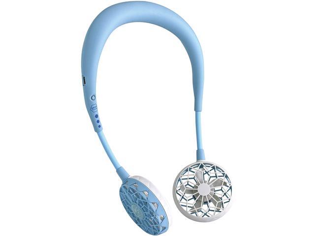 SPICE OF LIFE Hands-Free Wireless W Fan 2nd Edition - Light Blue - Personal Hanging Neck Fan Wearable Portable Cooling Device USB Rechargeable