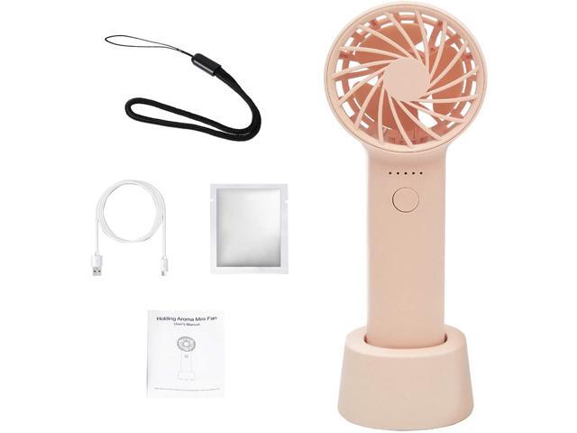 USB Desk Fan with Stand Base & Aromatherapy Mini Personal Fan 1500mAh Battery Operated Fan 5 Speed Adjustable for Camping Hiking Outdoor Beauty