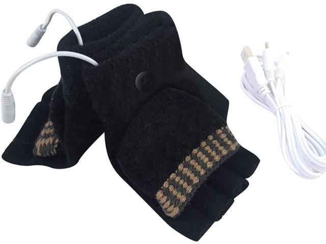 USB Heated Gloves Finger Less Women & Men Mitten Winter Warm Laptop Gloves Full & Half Hands Heated Fingerless Heating Knitting Hands Warmer