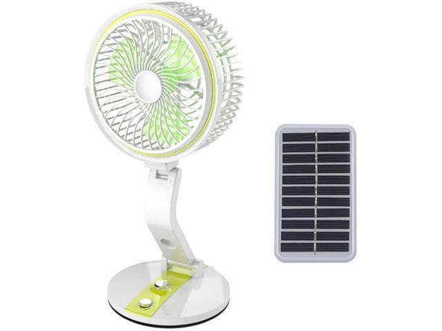 Portable Solar Panel Powered Fan with USB 1600Ah Cooling Fan 360°Rotate Adjustable Desk Fan for Outdoor Home Office Traveling Boating Fishing Camping