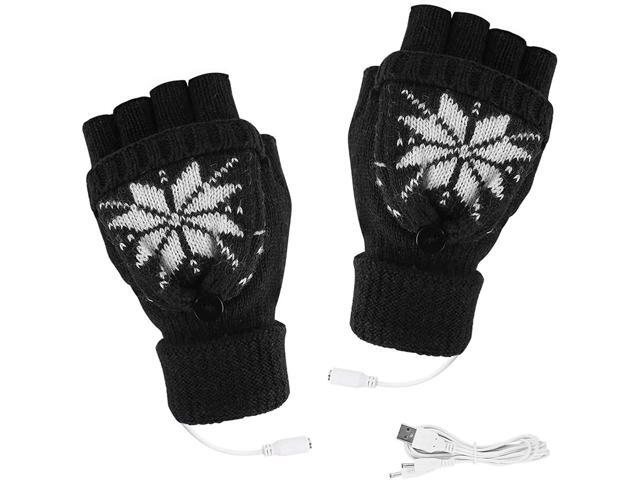 USB Heated Gloves Finger Less Women & Men Mitten Winter Warm Laptop Gloves Full & Half Hands Heated Fingerless Heating Knitting Hands Warmer
