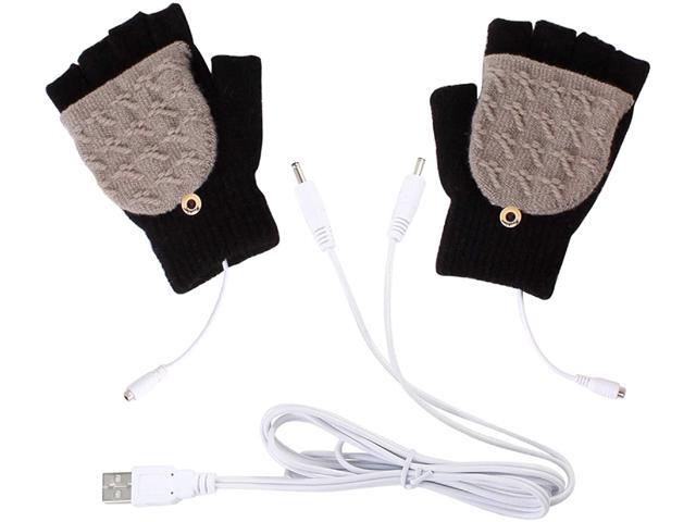 USB Heated Gloves Mitten Winter Warm Laptop Gloves for Women Men Full Half Fingers Heating Knitting Hands Warmer Washable Design for Indoor Outdoor