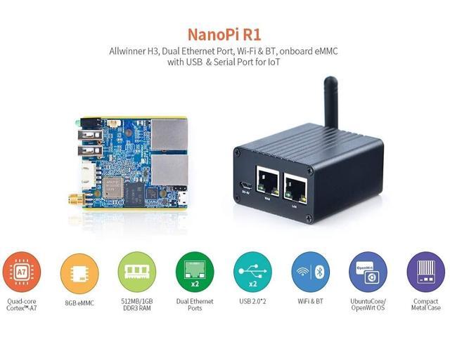 FriendlyElec Nanopi R1 Mini Portable Travel Router OpenWRT with Dual-Gbps Ethernet Ports 512M DDR3 RAM for IOT NAS Smart Home Gateway