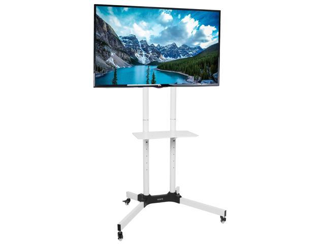 VIVO White Mobile TV Cart for 32' to 65' LCD LED Plasma Flat Panel Screens Rolling TV Stand with Wheels (STAND-TV03W)