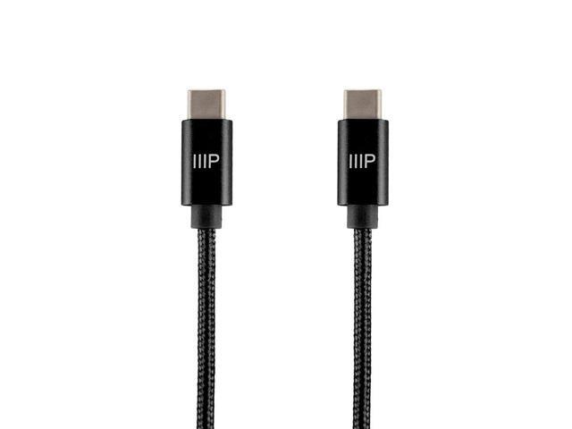 Monoprice USB 20 Type-C to Type-C Charge and Sync Nylon-Braid Cable - 15ft - Black Fast Charging Aluminum Connectors Stay Synced - Palette Series