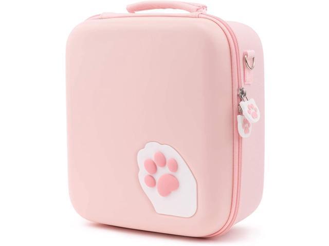 GeekShare Pink Cat Paw Case Compatible with Nintendo Switch Protective Travel System Case with 18 Game-Card Slots for Switch Console Pro