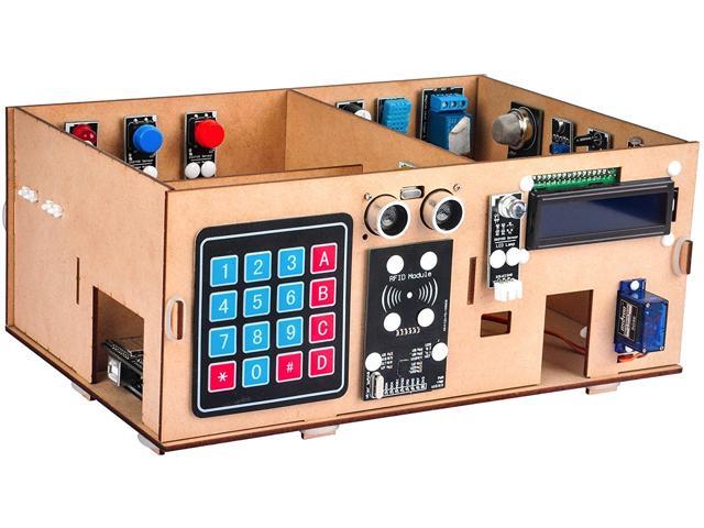 OSOYOO IoT Wooden House Learner Kit for Arduino MEGA2560 Electronic kit STEM Set for Learning Internet of Things Mechanical Building How to