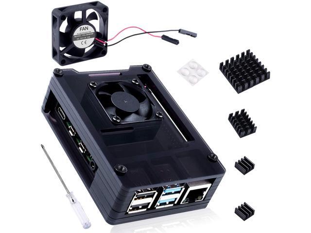 Smraza Compatible with Raspberry Pi 4 Case Acrylic Case with 35 x 35 mm Cooling Fan 4PCS Heatsinks for Raspberry Pi 4 Model B (Upgrade Large Fan