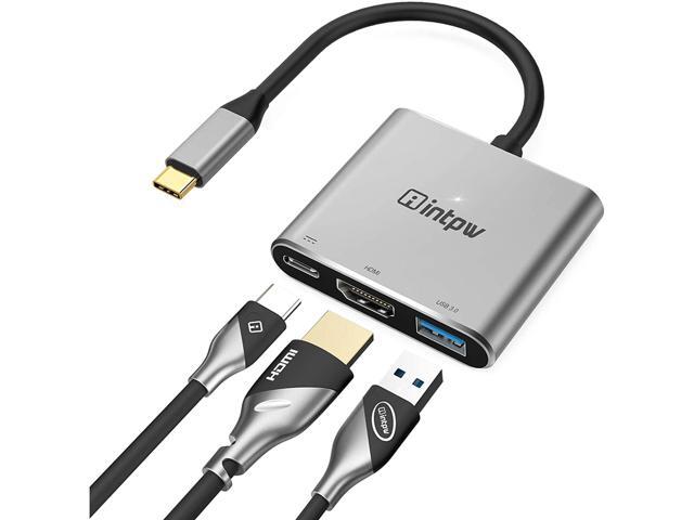 INTPW USB C to HDMI Adapter 4K for MacBook Pro Nintendo Switch HDMI Adapter Hub Dock with USB 30 Port Type-C PD Charging Port Compatible w/MacBook