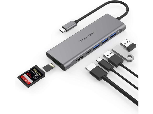 LENTION USB C Multi-Port Hub with 4K HDMI 3 USB 30 SD/Micro SD Reader Type C Charging Adapter for 2020-2016 MacBook Pro (Thunderbolt 3) New