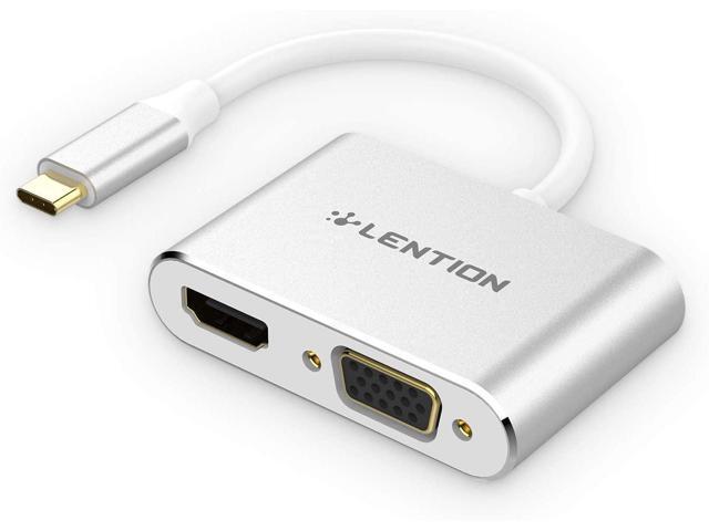 LENTION USB C to HDMI & VGA Adapter Up to 4K/30Hz Digital AV HDMI Output Compatible 2020-2016 MacBook Pro 13/15/16 New Mac Air/iPad Pro New Surface