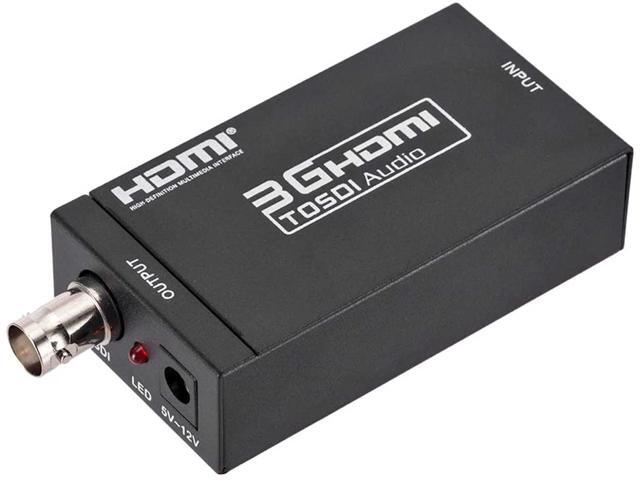 HDMI to SDI Converter Audio Video BNC 3G-SDI SD-SDI HD-SDI Adapter Auto Format Detection and Stereo Audio De-embedder Support 720P 1080P for Camera