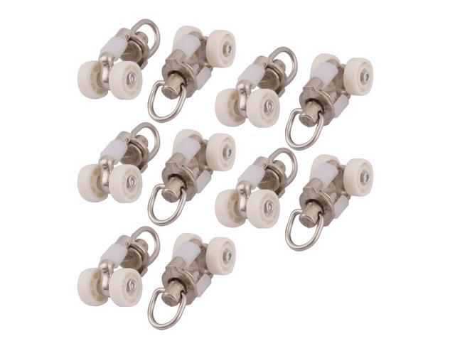Home Dorm Plastic Double Wheel Curtain Drapery Track Roller Carrier Beige 10 Pcs