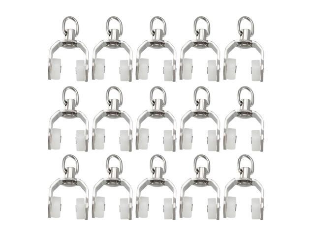 Curtain Track Rollers Stainless Steel Frame Twin Wheeled Carriers Drapery Rail Sliding Glider for Windows Shower Curtain Tracks 11mm Dia 50 Pcs