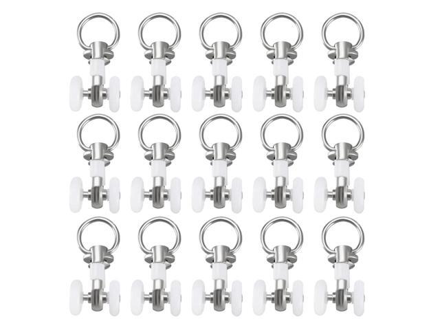 Curtain Track Rollers Plastic Twin Wheeled Carriers Drapery Rail Sliding Glider for Windows Shower Curtain Tracks 14mm Diameter 30 Pcs