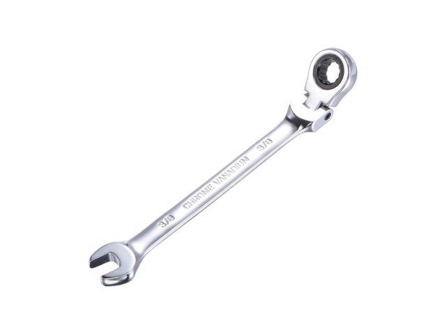 3/8 Inch Flex-Head Ratcheting Combination Wrench SAE 72 Teeth 12 Point Ratchet Box Ended Spanner Tools Cr-V