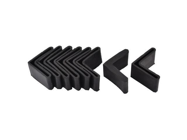 Rubber L Shape 43mm x 28mm Anti-slip Chair Foot Cover Table Furniture Leg Protector Black 8 Pcs
