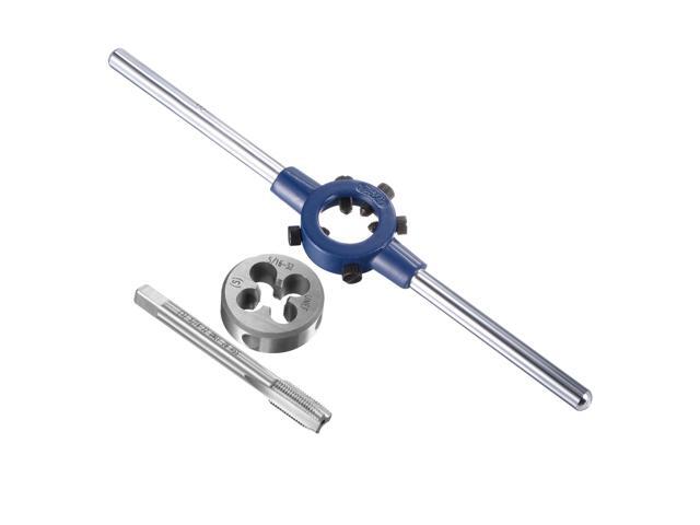 5/16-32 UNEF Tap and Die Set with 25mm Round Die Stock Handle Wrench High Speed Steel Machine Thread Tap and Round Die Threading Tool
