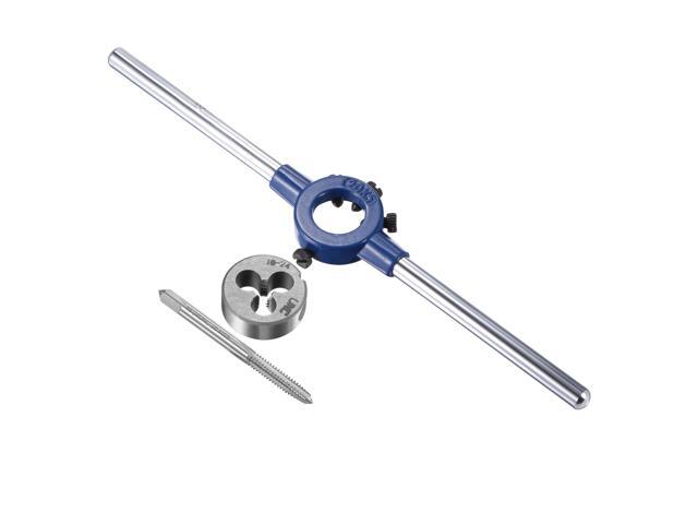 10-24 UNC Tap and Die Set with 20mm Round Die Stock Handle Wrench High Speed Steel Machine Thread Tap and Round Die Threading Tool