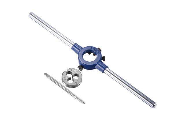 6-32 UNC Tap and Die Set with 20mm Round Die Stock Handle Wrench High Speed Steel Machine Thread Tap and Round Die Threading Tool