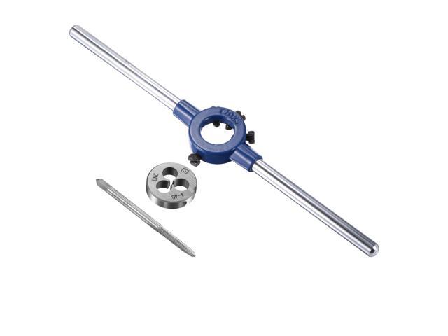 4-40 UNC Tap and Die Set with 20mm Round Die Stock Handle Wrench High Speed Steel Machine Thread Tap and Round Die Threading Tool