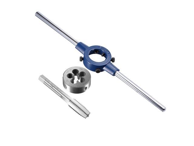 1/2-12 UNS Tap and Die Set with 38mm Round Die Stock Handle Wrench High Speed Steel Machine Thread Tap and Round Die Threading Tool