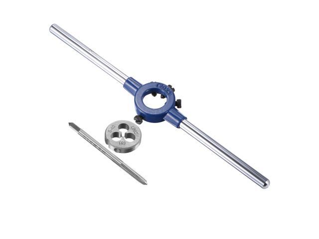 5-40 UNC Tap and Die Set with 20mm Round Die Stock Handle Wrench High Speed Steel Machine Thread Tap and Round Die Threading Tool