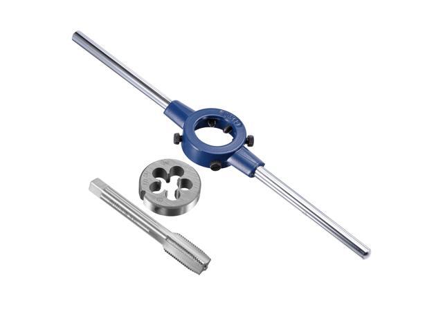 1/2-20 UNF Tap and Die Set with 38mm Round Die Stock Handle Wrench High Speed Steel Machine Thread Tap and Round Die Threading Tool