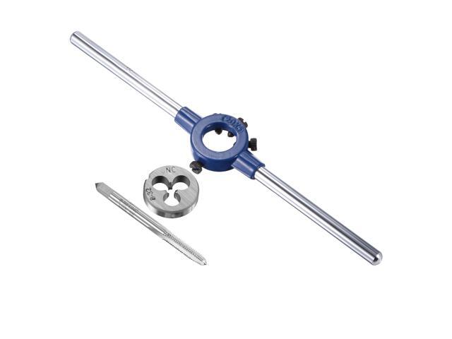 8-32 UNC Tap and Die Set with 20mm Round Die Stock Handle Wrench High Speed Steel Machine Thread Tap and Round Die Threading Tool