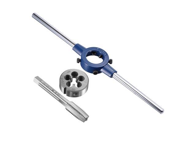 1/2-13 UNC Tap and Die Set with 38mm Round Die Stock Handle Wrench High Speed Steel Machine Thread Tap and Round Die Threading Tool