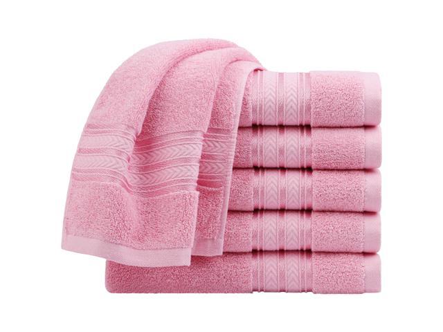Set of 6 Luxury Hand Towels 13 x 29 Inch 100% Ringspun Cotton Soft Absorbent Drying Towels Hotel Spa Quality Face Towel Pink