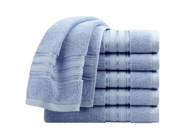 Set of 6 Luxury Hand Towels 13 x 29 Inch 100% Ringspun Cotton Soft Absorbent Drying Towels Hotel Spa Quality Face Towel Blue