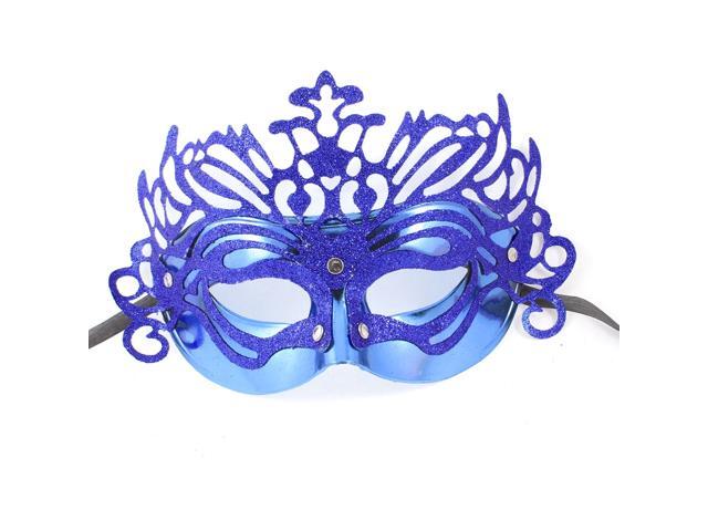 Lady Plastic Self Tie Ribbon Band Glitter Blue Mardi Gras Party 26cm