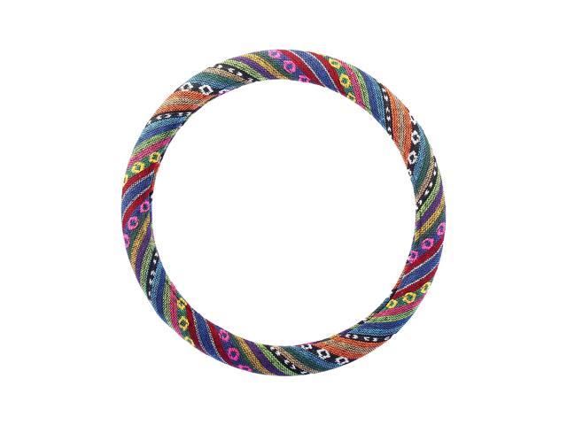38cm 15 Inch Universal Car Steering Wheel Cover with Ethnic Style Multicolor Printing Pattern