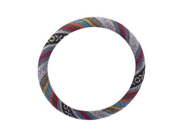 38cm 15 Inch Universal Car Steering Wheel Cover Replacement with Ethnic Style Multicolor Printing Pattern
