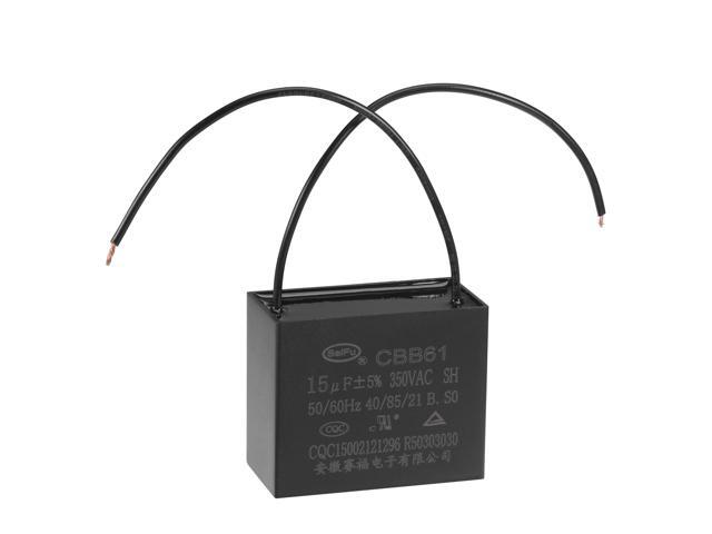 Ceiling Fan Capacitor CBB61 15uF 350V AC 2 Wires Metallized Polypropylene Film Capacitor 58x48x30mm for Electric Fan Pump Motor Generator