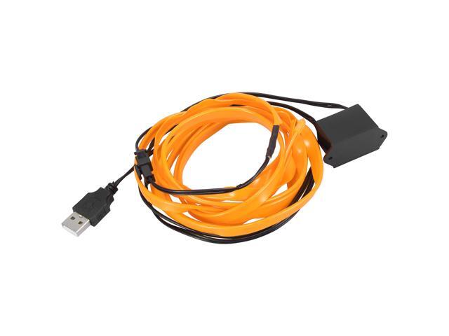 2 Meter/6ft USB Neon EL Wire String Strip Yellow Cold Light Glow String Strip Set for Car Decoration